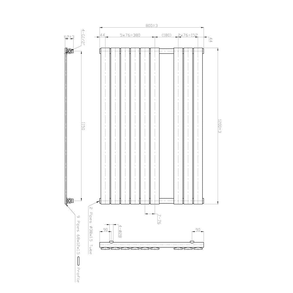 Eastbrook Designer Towel Rail Eastbrook Staverton Tube on Tube Straight Vertical Heated Towel Rail in Chrome