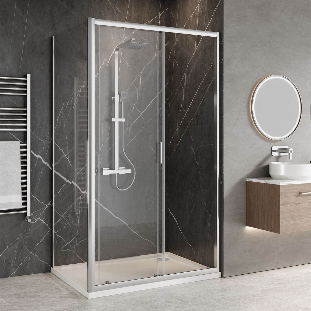 Aquarius Bathrooms Sliding Shower Door Aquarius Urbano 6mm Sliding Shower Door 1850mm