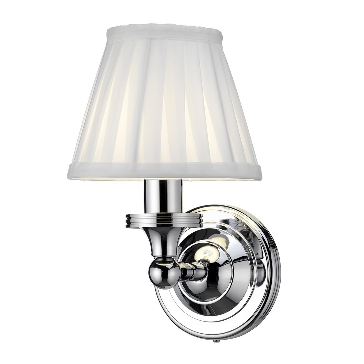 Burlington LED Round Bathroom Wall Light with White Fine Pleated Shade