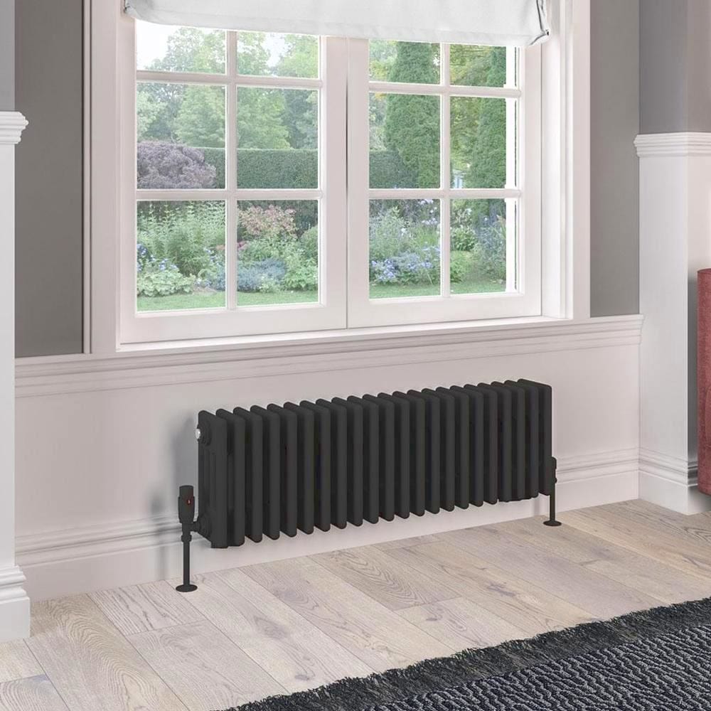Eastbrook 300 x 1010 / Electric Only Eastbrook Rivassa Traditional 4 Column Radiator in Matt Black