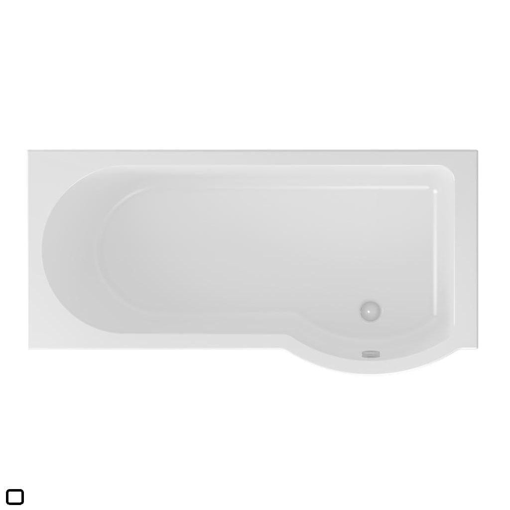 Eastbrook P-Shaped Shower Bath 1500 x 850mm / Reinforced / Right Handed Eastbrook Portland P-Shape Shower Bath