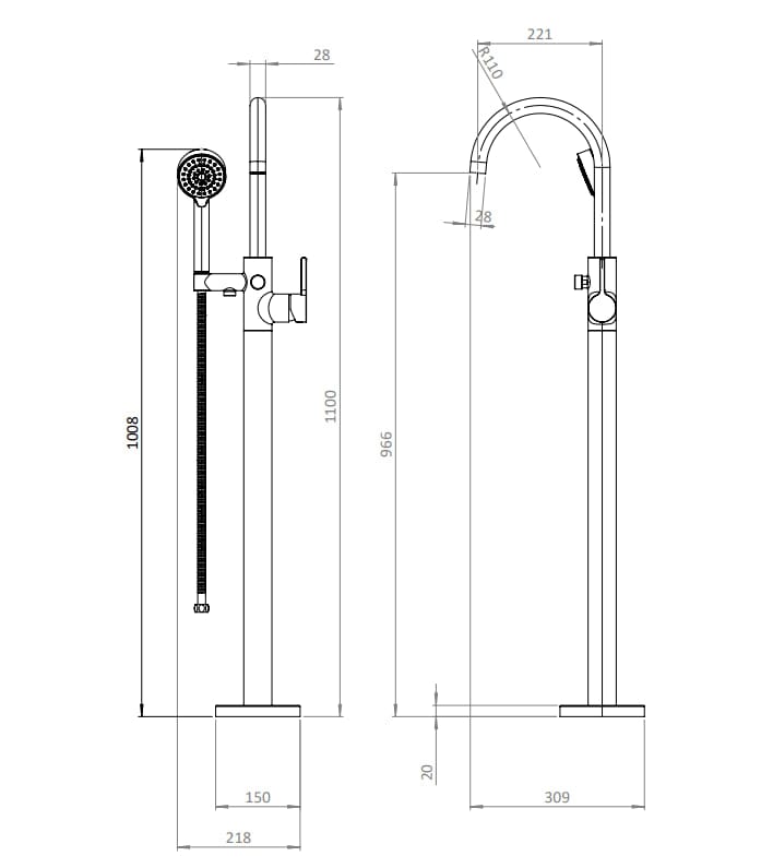 Britton Freestanding Bath Tap Britton Hoxton 2.0 Floor Standing Bath Shower Mixer Tap in Brushed Brass