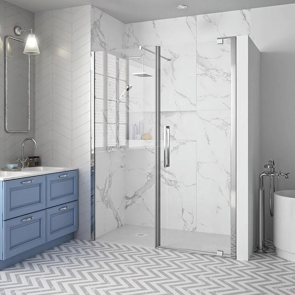 Merlyn Pivot Shower Door Merlyn Series 10 Pivot Shower Door with Inline Panel