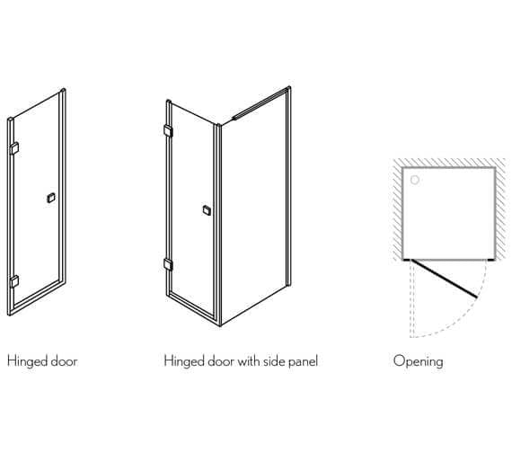 Crosswater Crosswater Design 8 Left Hand Hinged Door Wall Mounted 800mm