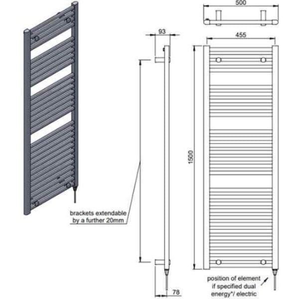 Vogue Vogue Focus Straight Towel Rail in Chrome