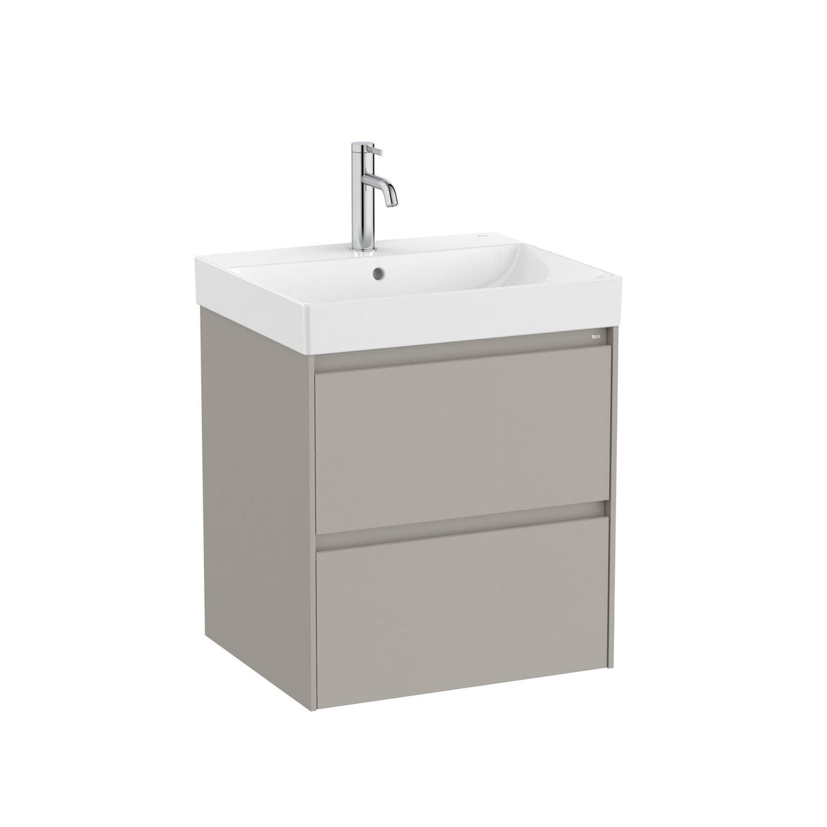 Roca Wall Mounted Vanity Unit Matt Grey Roca Ona 550mm Wall Mounted Two Drawer Vanity Unit with Basin