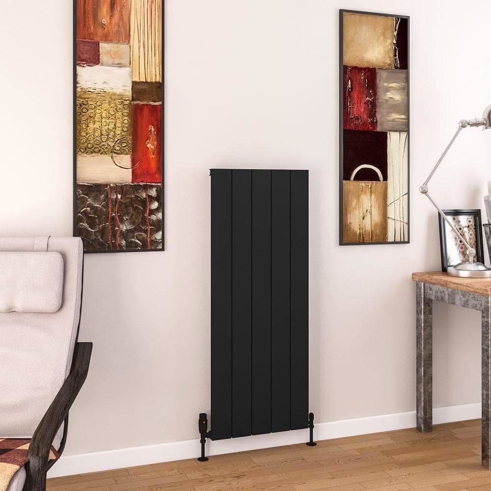 Eastbrook Panel Radiator 1200 x 470 / Dual Fuel Eastbrook Charlton Vertical Aluminium Designer Radiator in Matt Black