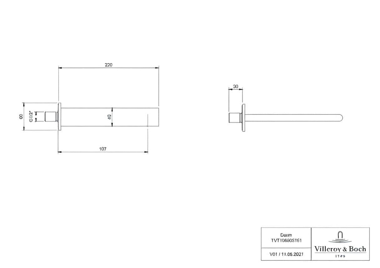 Villeroy & Boch Bath Spout Villeroy & Boch Dawn Wall Mounted Bath Spout