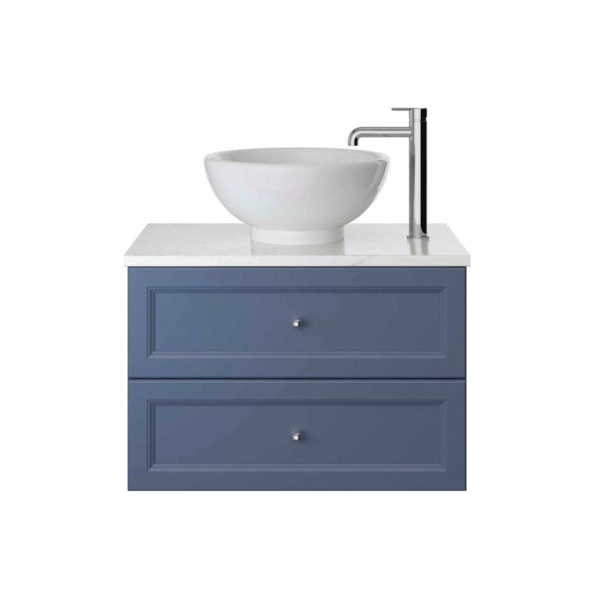 Heritage Wall Mounted Vanity Unit Maritime Blue / Kirkham Basin - 1 Tap Hole Heritage Caversham Wall Mounted Vanity Unit with Basin or Worktop - 700mm - Two Drawer