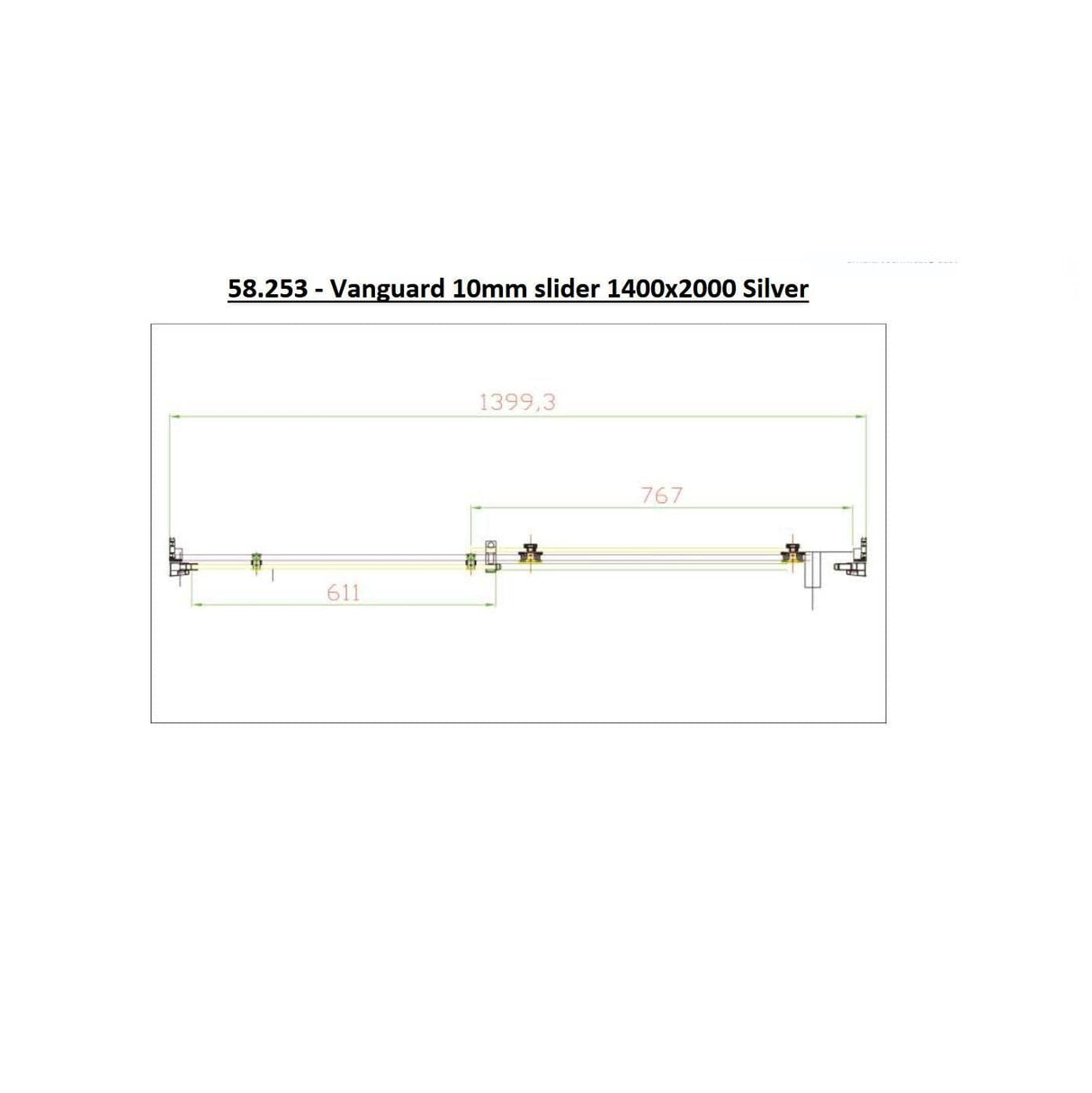 Eastbrook Sliding Shower Door 1400mm Eastbrook Vanguard 10mm Sliding Shower Door