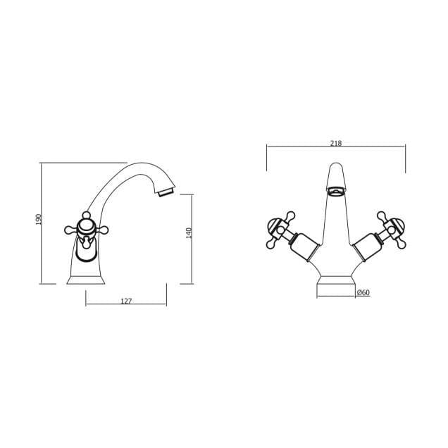 Crosswater Mono Basin Tap Crosswater Belgravia Crosshead Highneck Basin Monobloc Tap with Pop-Up Waste