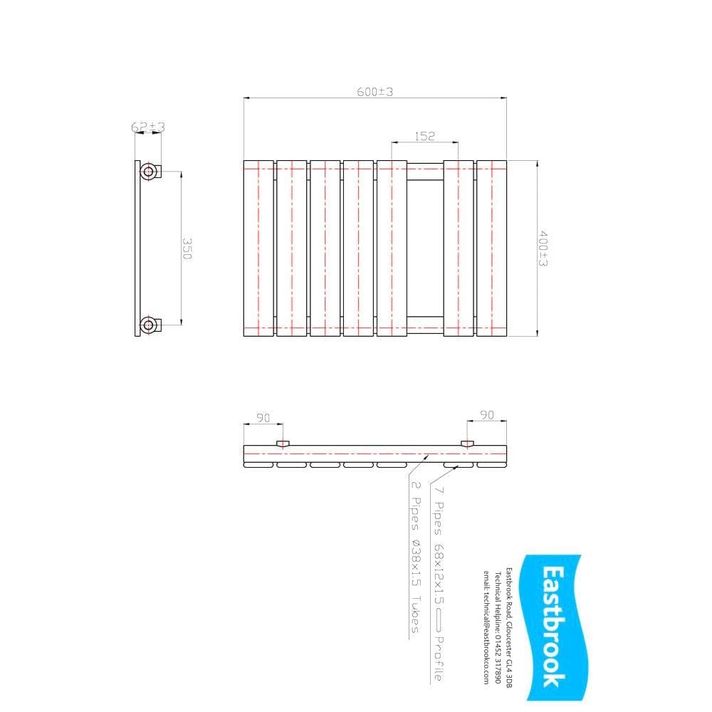 Eastbrook Designer Towel Rail Eastbrook Staverton Tube on Tube Straight Vertical Heated Towel Rail in Chrome