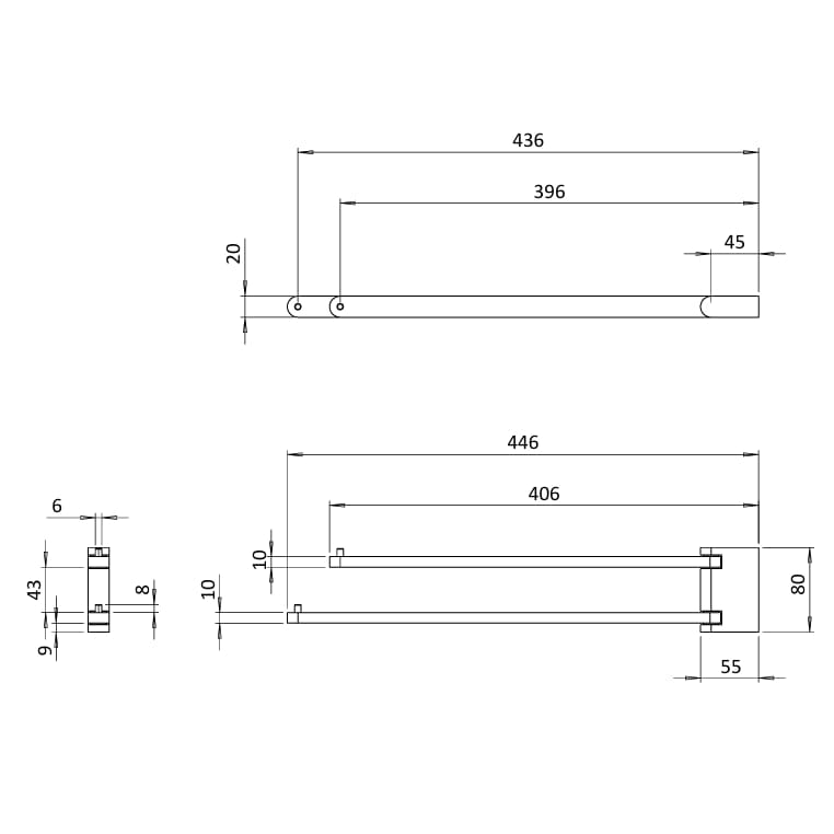 Crosswater Towel Rails and Rings Crosswater MPRO Double Swivel Towel Rail