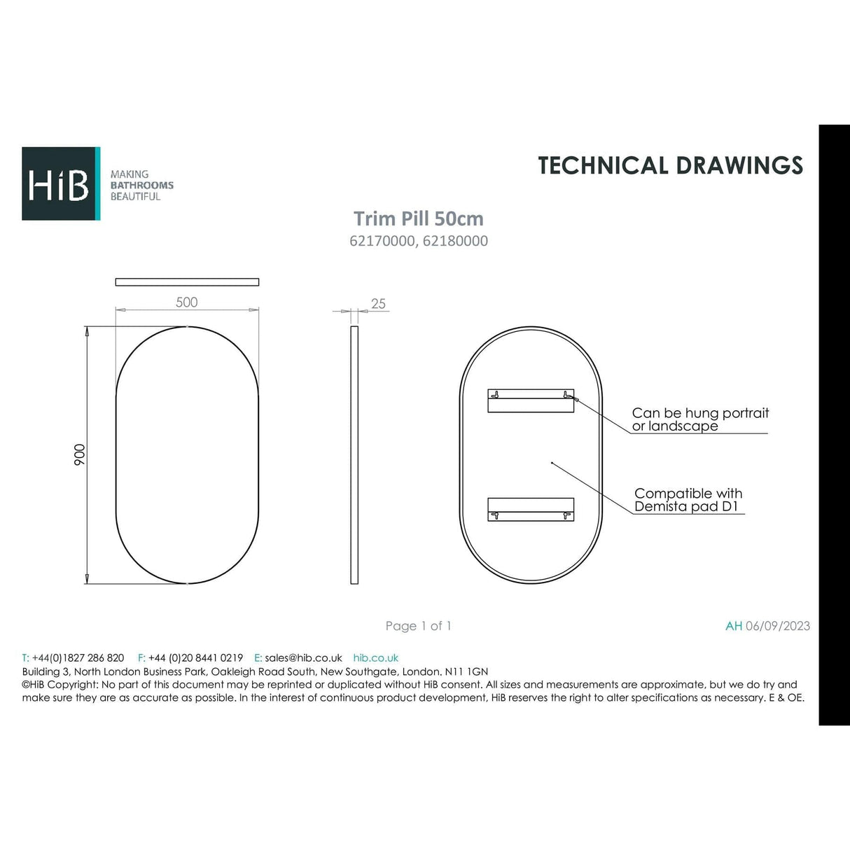 HiB Standard Mirror HiB Trim Pill Bathroom Mirror