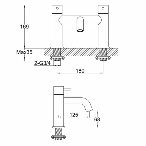JTP Bath Mixer JTP Inox Stainless Steel Bath Filler