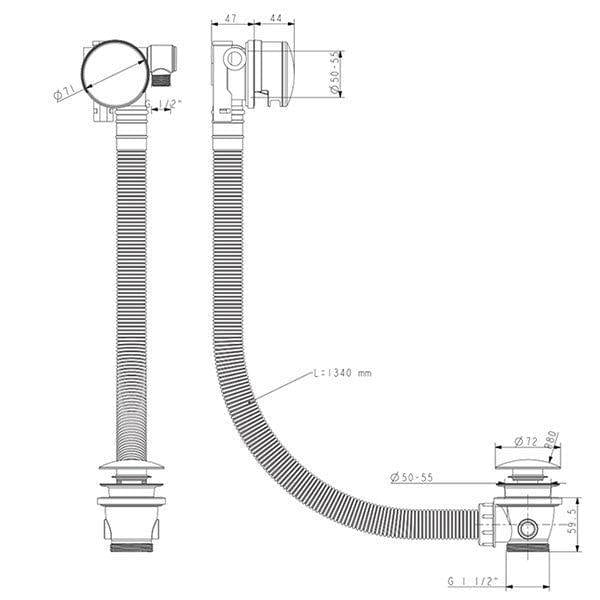 Burlington Overflow Filler Burlington Riviera Overflow Bath Filler with Click Clack Waste