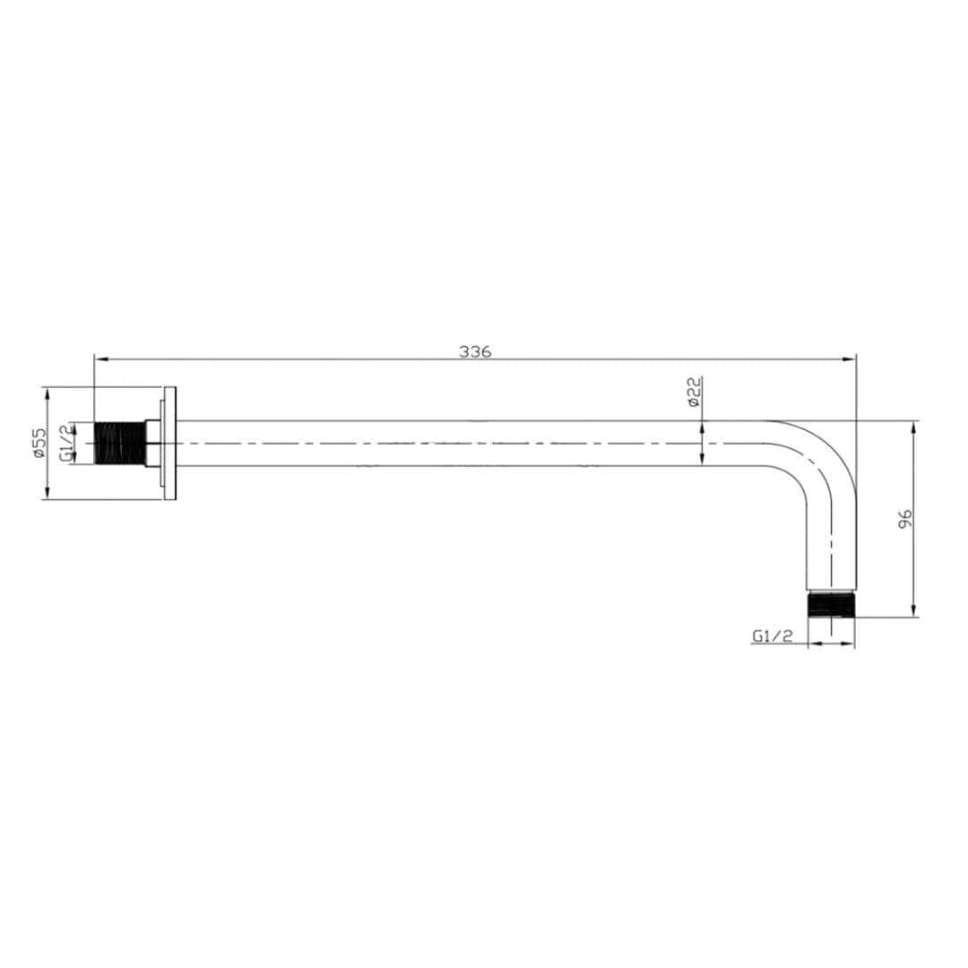 Aquarius Fixed Shower Arm Aquarius RainLux Round Wall Shower Arm