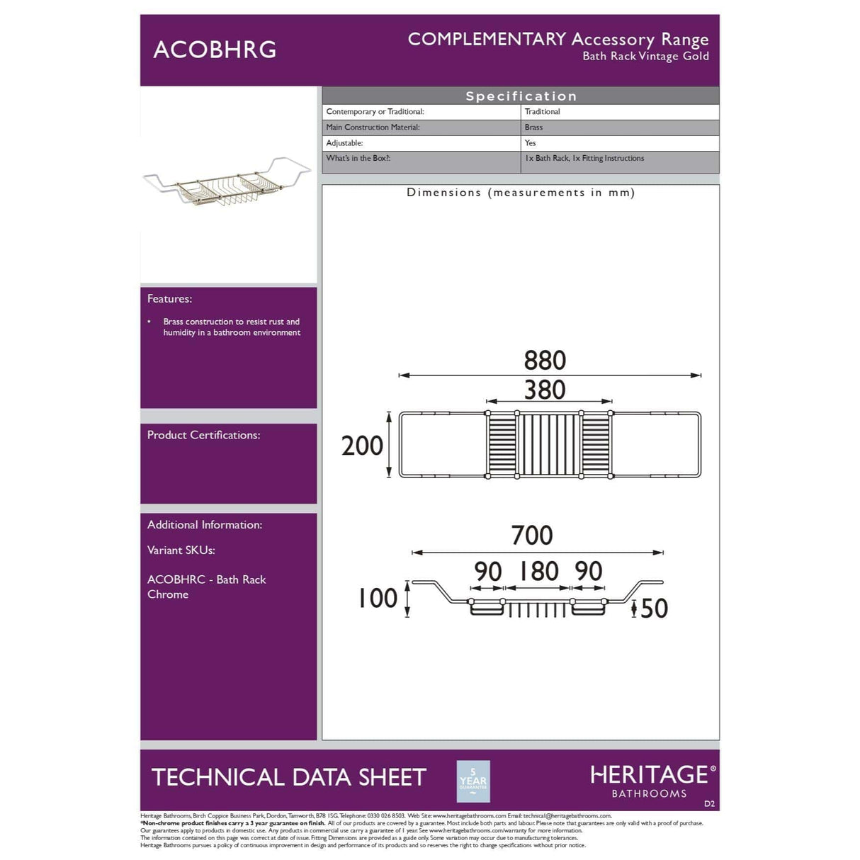 Heritage Bath Rack Heritage Adjustable Bath Rack