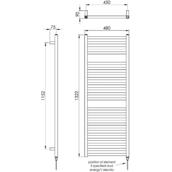 Vogue Designer Towel Radiator Vogue Squire Straight Designer Towel Rail in Chrome