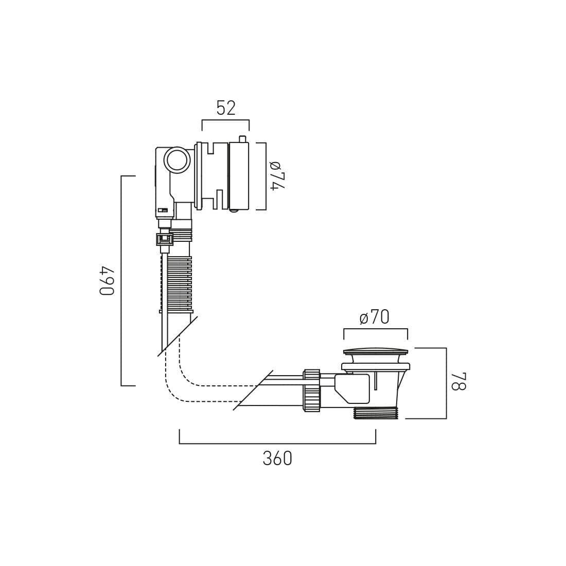 VADO Overflow Filler Vado Pop-Up Bath Filler Waste and Overflow - Chrome - WG-81552A-CP