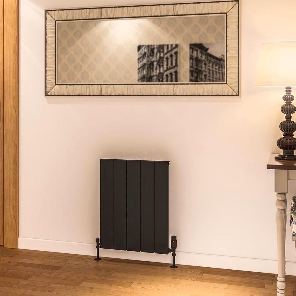 Eastbrook Panel Radiator 600 x 470 / Electric Only Eastbrook Rosano Straight Horizontal Aluminium Radiator in Matt Black