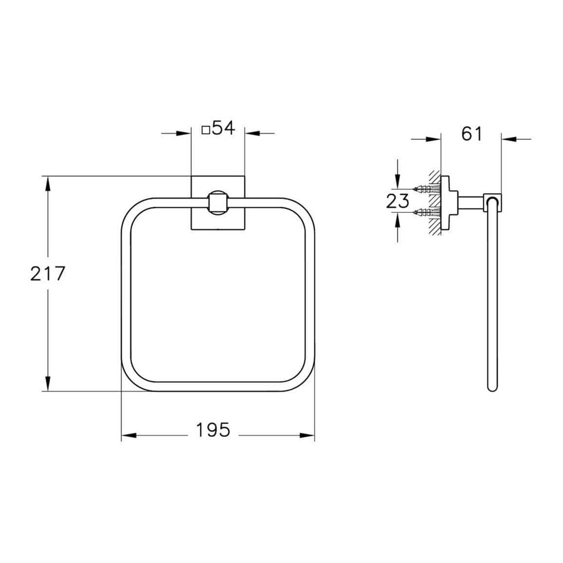 VitrA Towel Rails and Rings VitrA Root Square Towel Ring