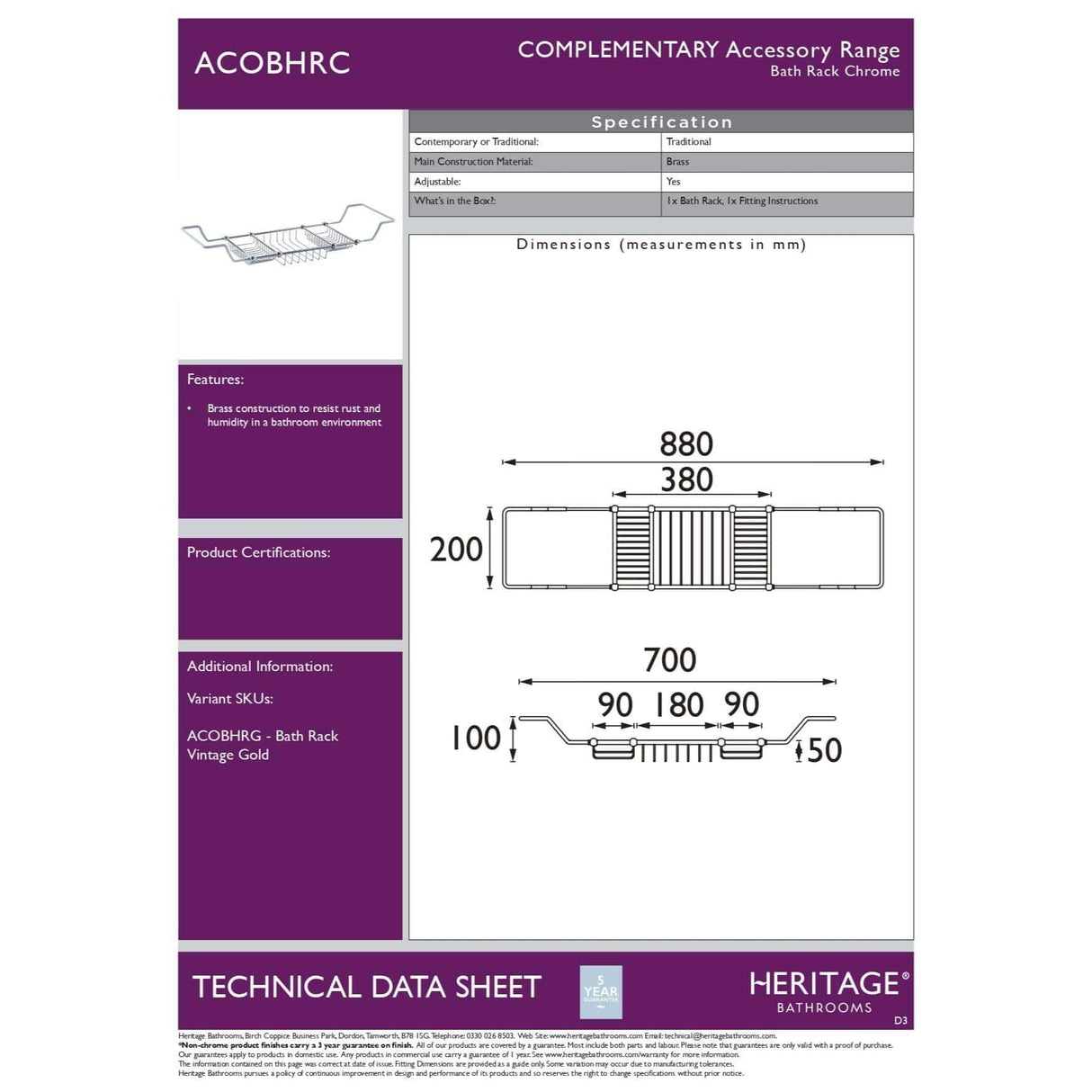 Heritage Bath Rack Heritage Adjustable Bath Rack