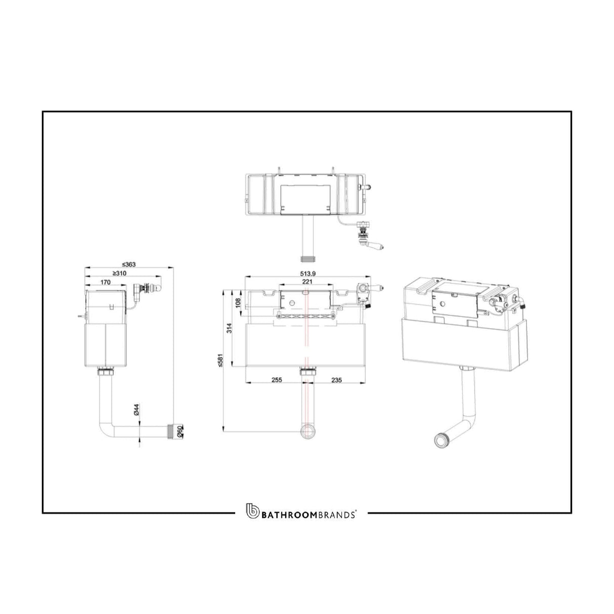 Burlington Concealed Cistern Burlington Concealed Cistern with Riviera Flush Lever