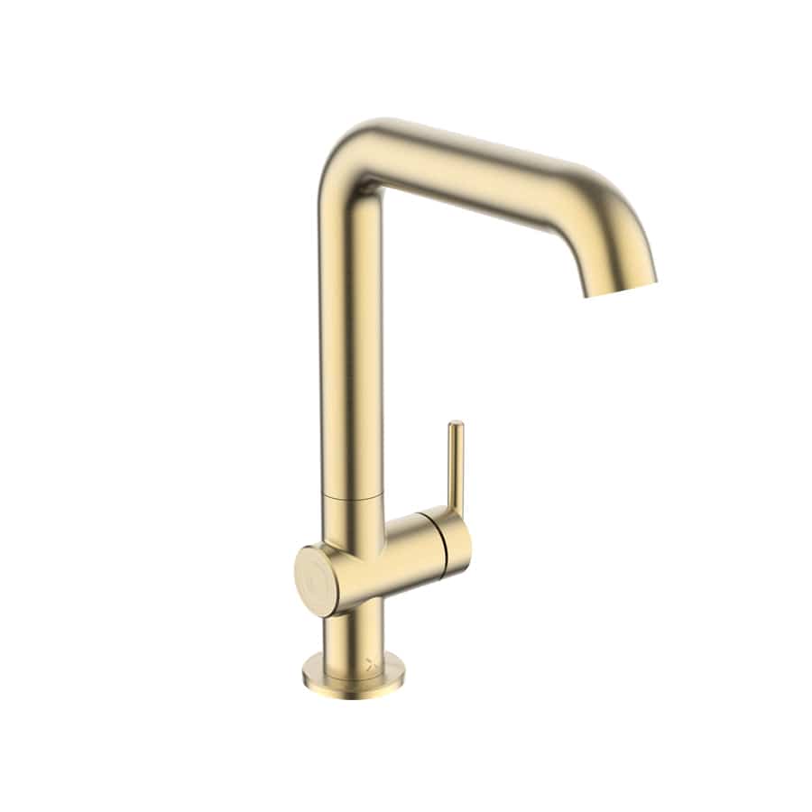 Crosswater Tall Basin Tap Brushed Brass Crosswater 3ONE6 Lever Tall Basin Mixer Tap