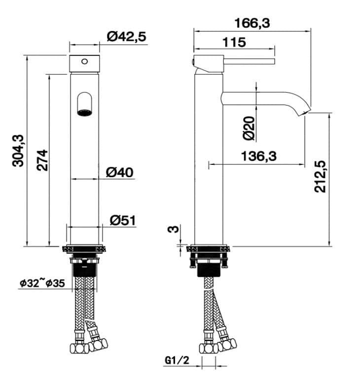 Aqaurius Tall Basin Tap Aquarius RF-Series Tall Mono Basin Mixer Tap