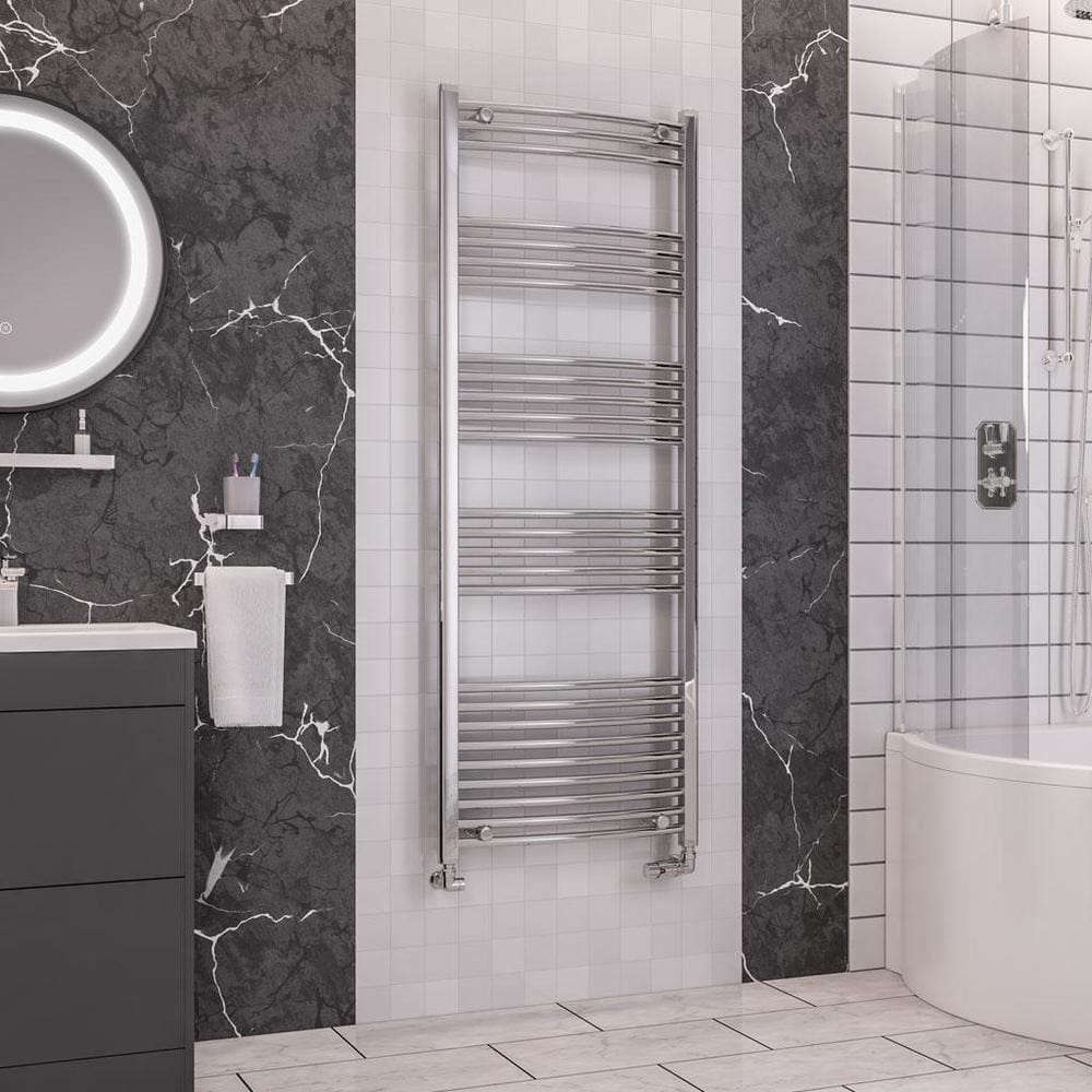 Eastbrook Wendover Curved Vertical Heated Towel Rail in Chrome