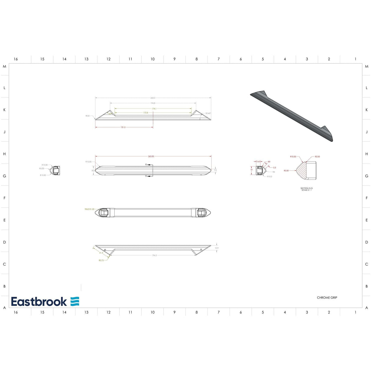 Eastbrook Bath Accessories Eastbrook Portland Twin Hand Grips
