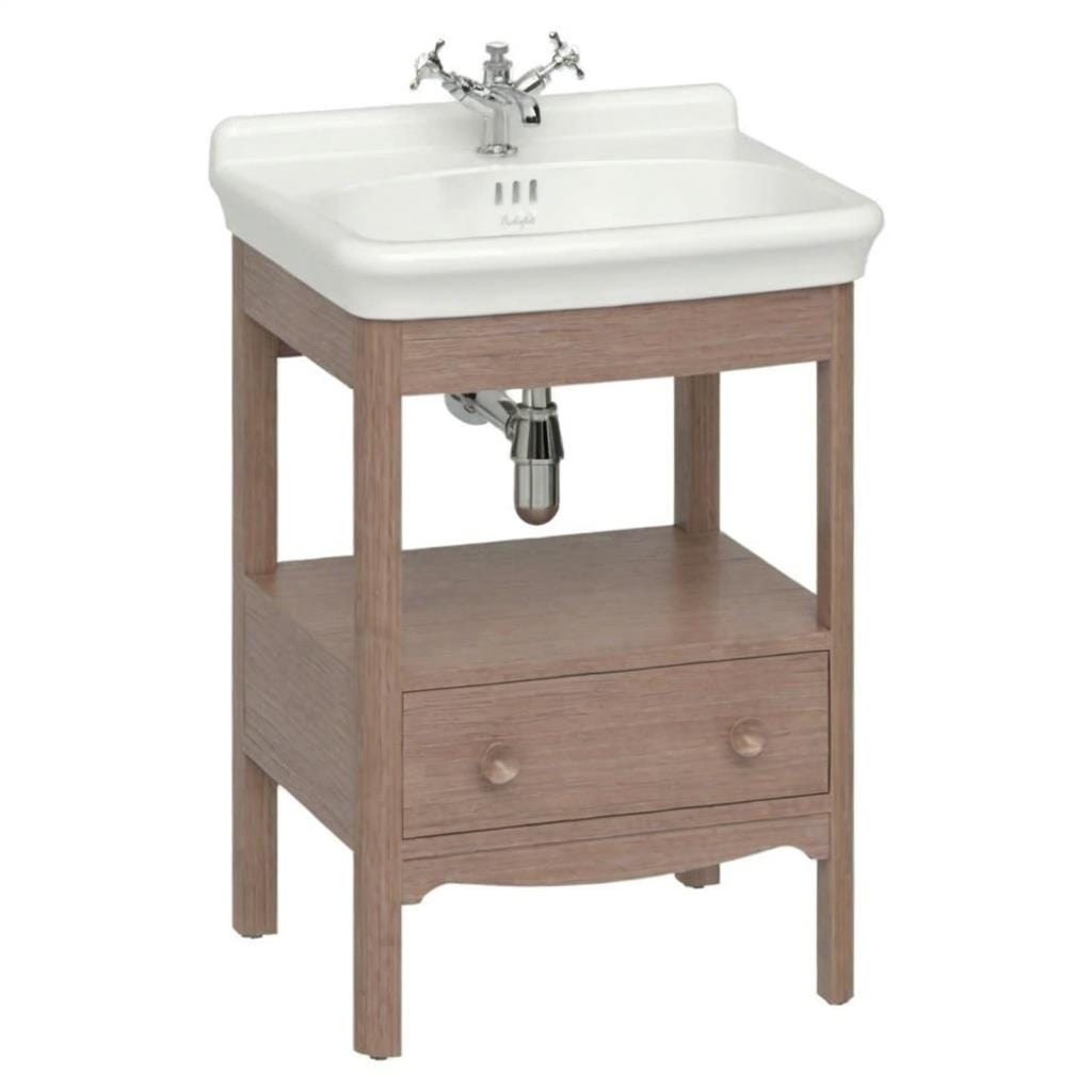 Burlington Floor Standing Vanity Unit Dark Oak / 2 Hole Burlington Guild Floor Standing 620mm Vanity Unit with Basin