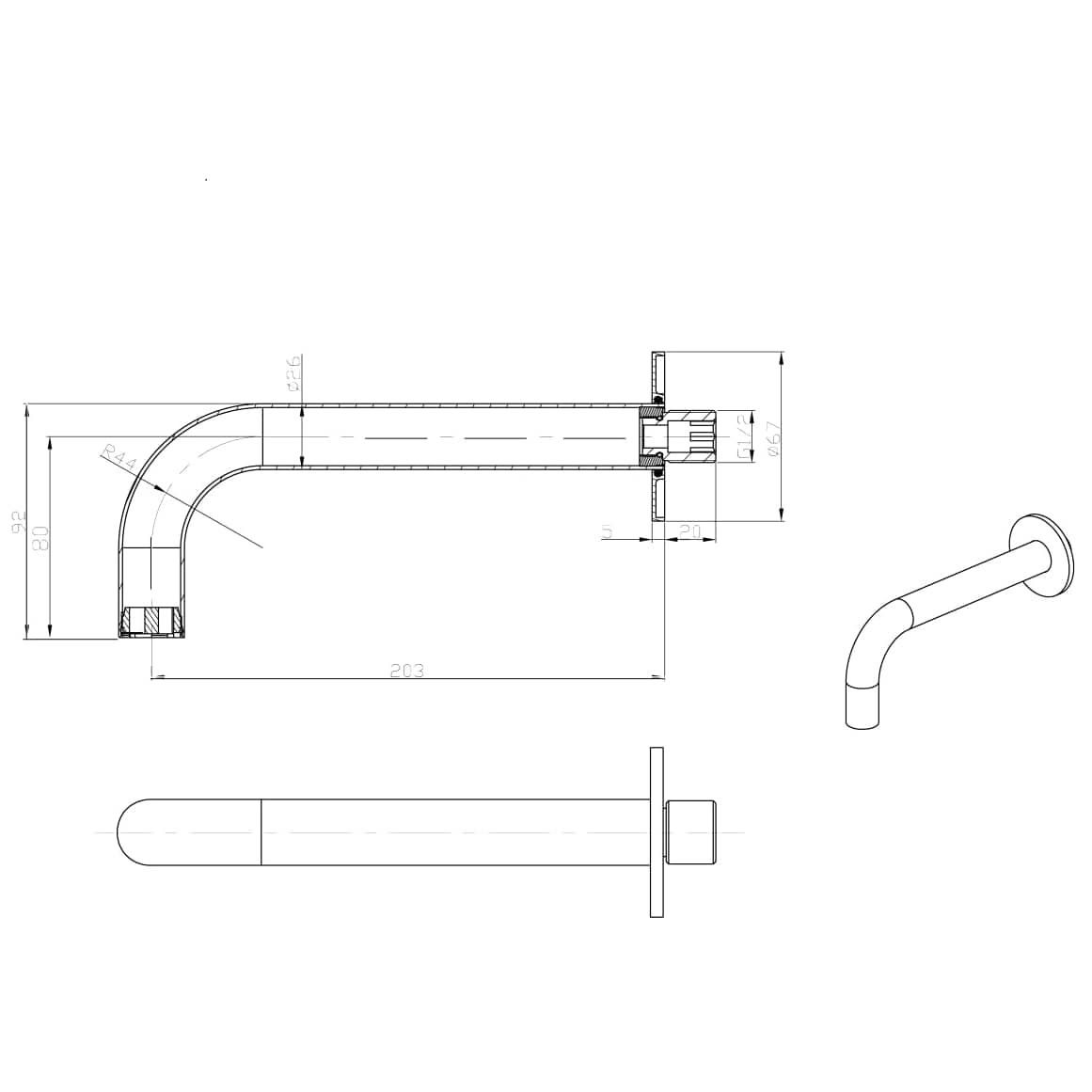Crosswater Bath Spout Crosswater MPRO Bath Spout
