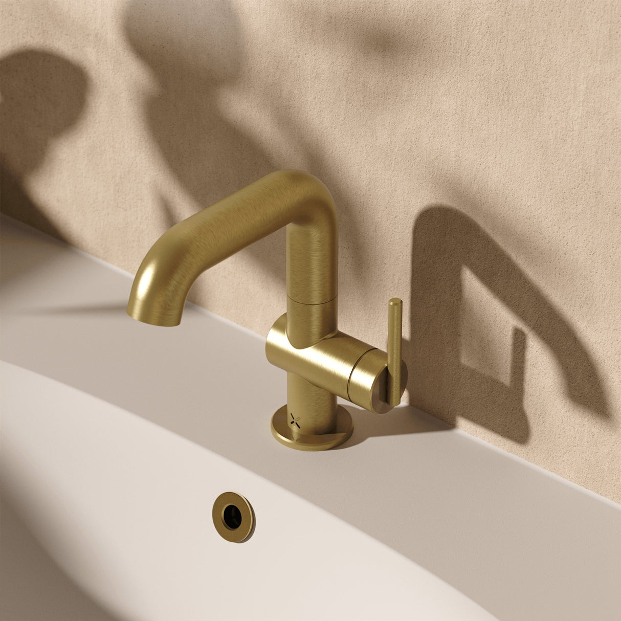 Crosswater Mono Basin Tap Stainless Brushed Brass Effect Crosswater 3ONE6 Lever Basin Mixer Tap Swivel Spout
