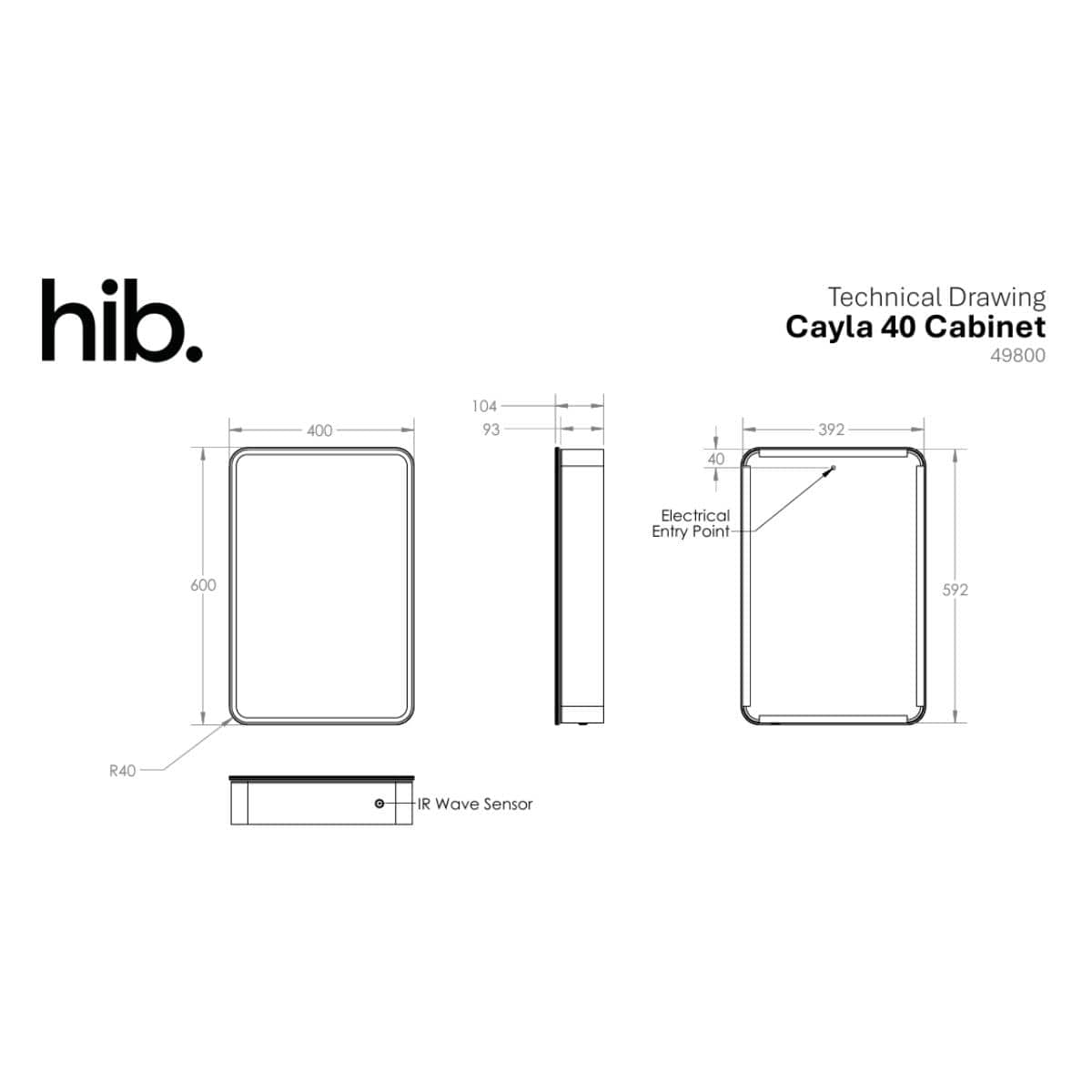 hib. Mirrored Cabinet hib. Cayla Slim LED Mirror Cabinet