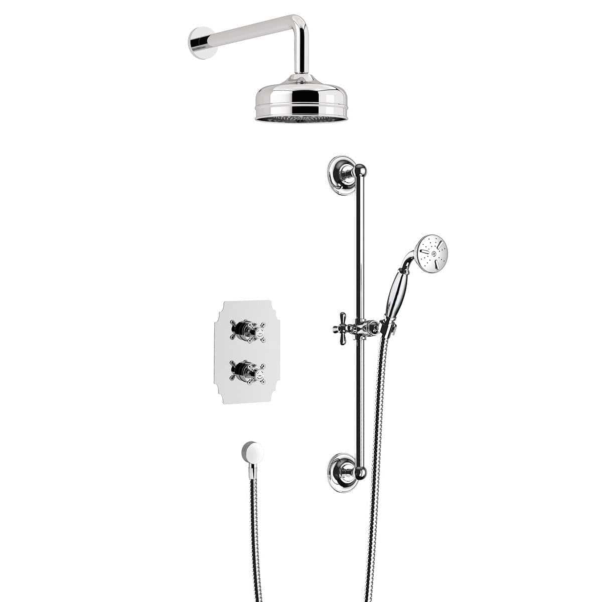 Heritage Concealed Shower Set Chrome Heritage Hartlebury Concealed Shower with Deluxe Fixed Head and Premium Flexible Kit