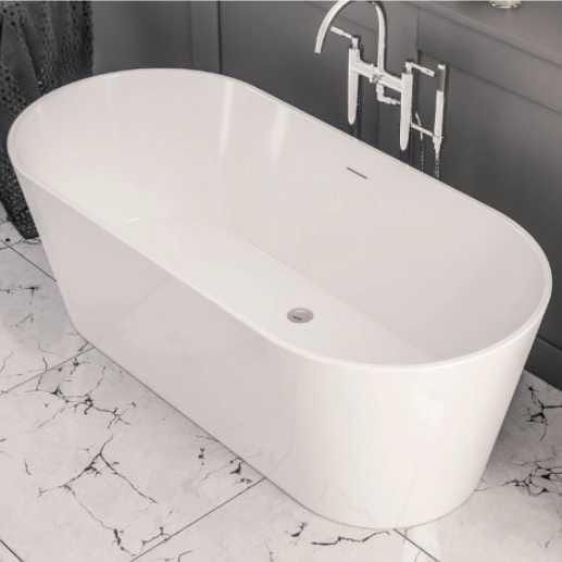 Eastbrook Modern Freestanding Bath Eastbrook Lambeth Freestanding Bath - 1590 x 740 in Gloss White