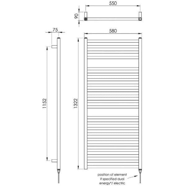 Vogue Designer Towel Radiator Vogue Squire Straight Designer Towel Rail in Chrome