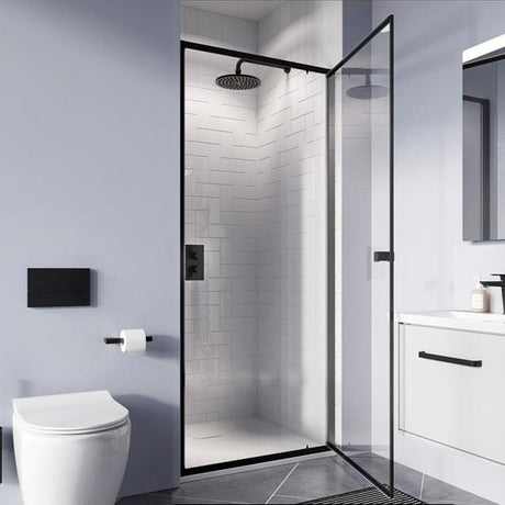 Crosswater Pivot Shower Door Matt Black / 900mm Crosswater Clear 6 Pivot Shower Door
