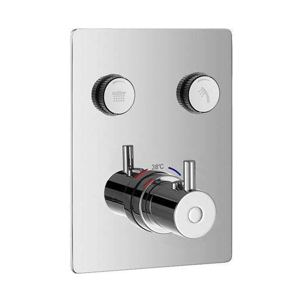 Flova Concealed Shower Valve Diamond Chrome Flova Levo Square 2 Outlet GoClick Finishing Set