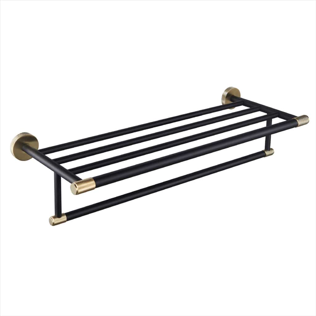Eastbrook Towel Rails and Rings Eastbrook Catania Towel Rack with Rail in Matt Black with Brushed Brass