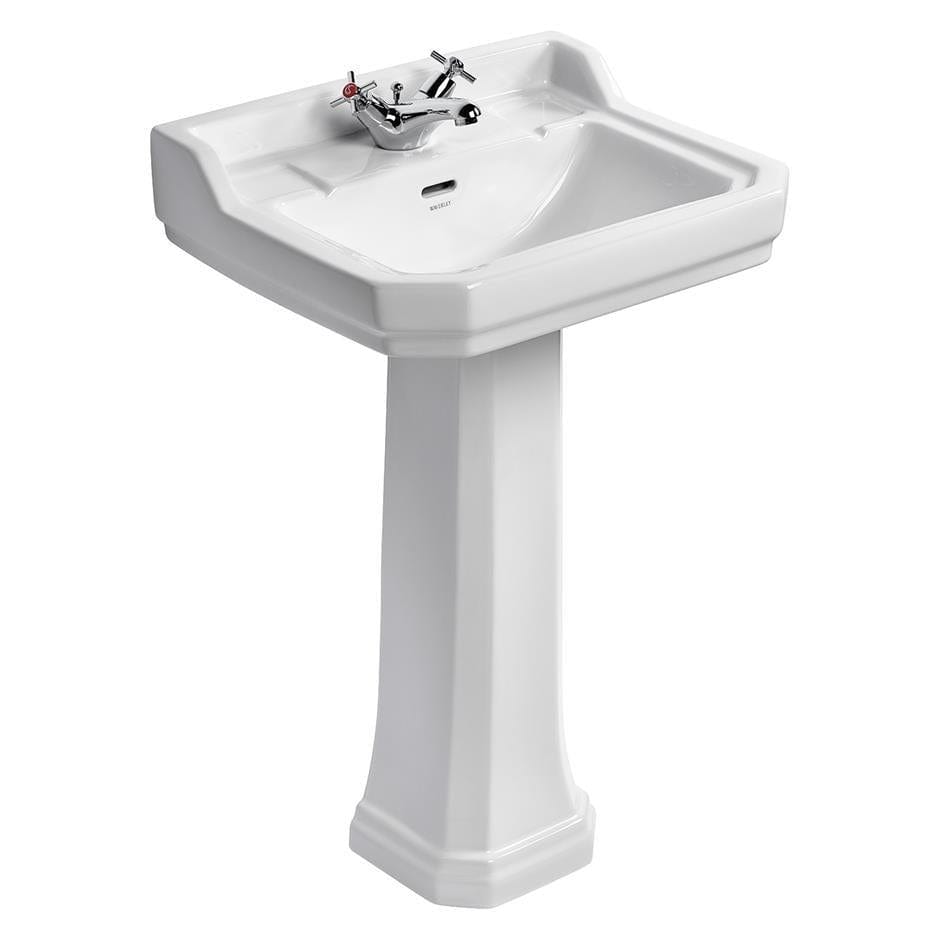 Ideal Standard Pedestal Basin 1 Hole Ideal Standard Waverley 560mm Traditional Basin with Pedestal and Overflow