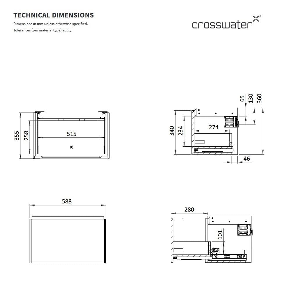 Crosswater Wall Mounted Vanity Unit Crosswater Mada Wall Mounted Vanity Unit