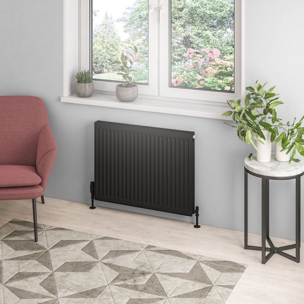 Aquarius Type 21 600 x 800mm Aquarius Type 21 Compact Panel Radiator In Matt Black