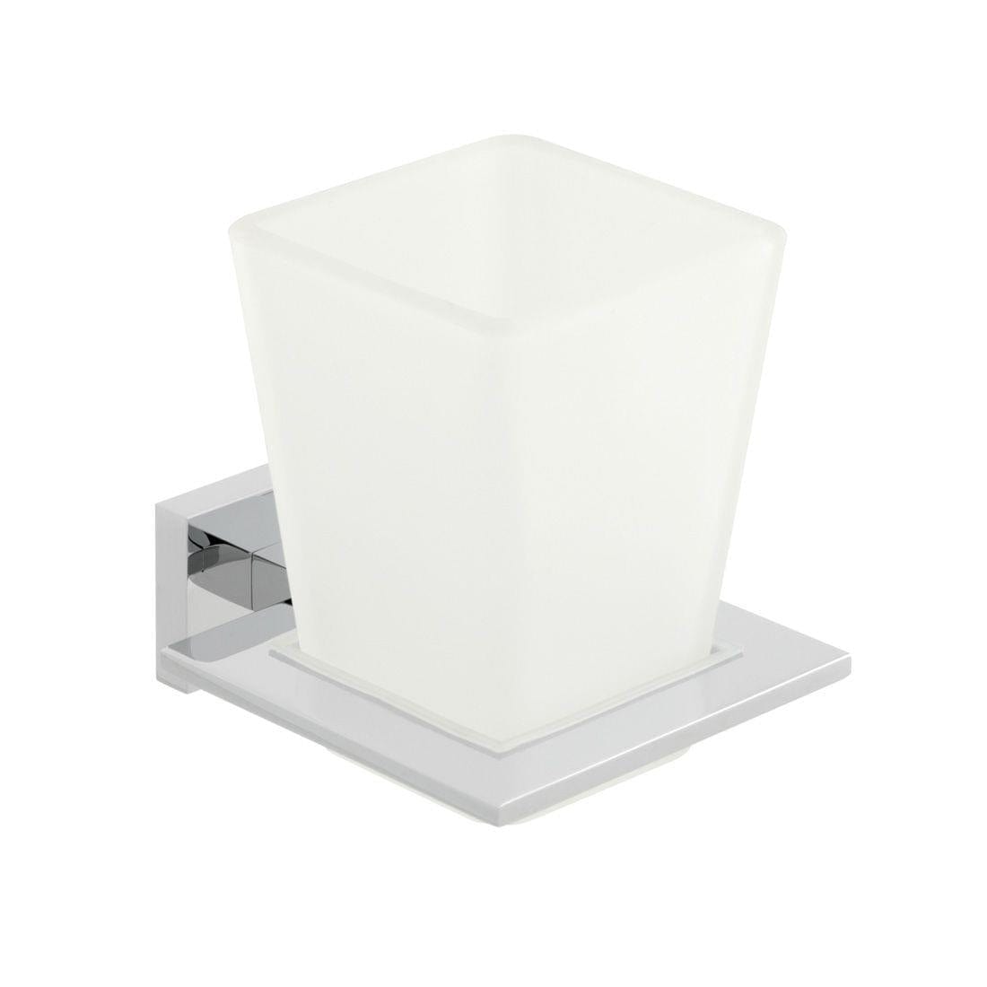 Vado Toothbrush Holder Vado Level Frosted Glass Tumbler And Holder in Chrome