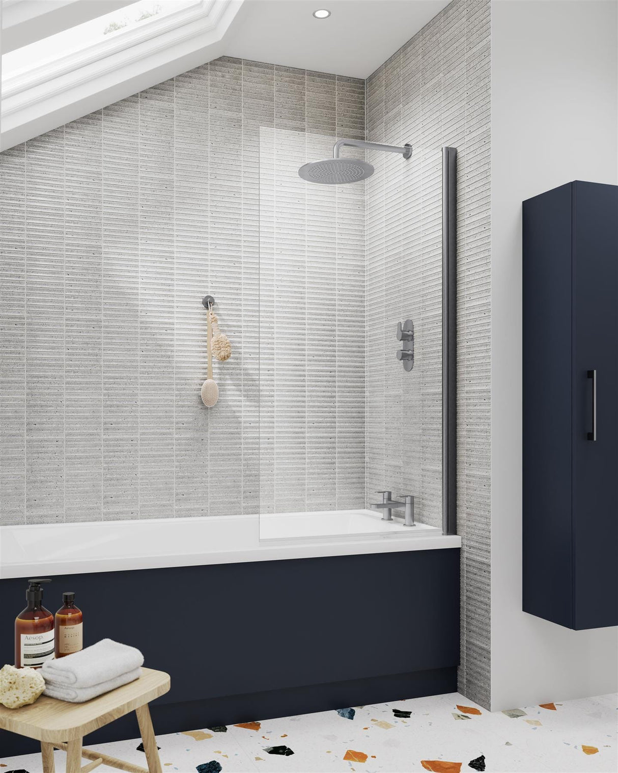 Aquarius Bathrooms Bath Screen Gunmetal Grey Aquarius LevAqua Straight 6mm Hinged Bath Screen 1400 x 800mm