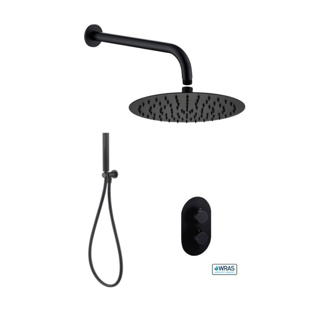 Aquarius RainLux Round 2 Outlet Shower Set with Shower Head and Single Function Handset