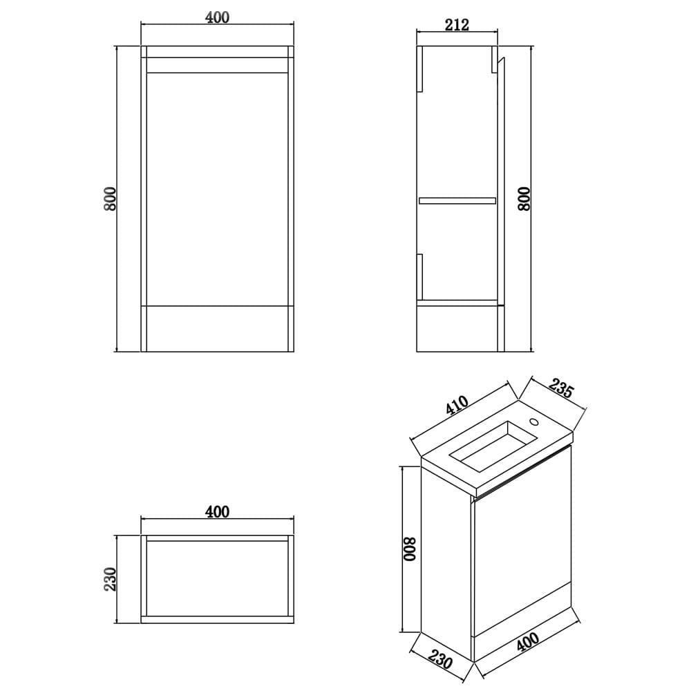 Aquarius Bathrooms Floor Standing Vanity Unit Aquarius Halite Waterproof Grey Vanity Unit and 1 Tap Hole Basin
