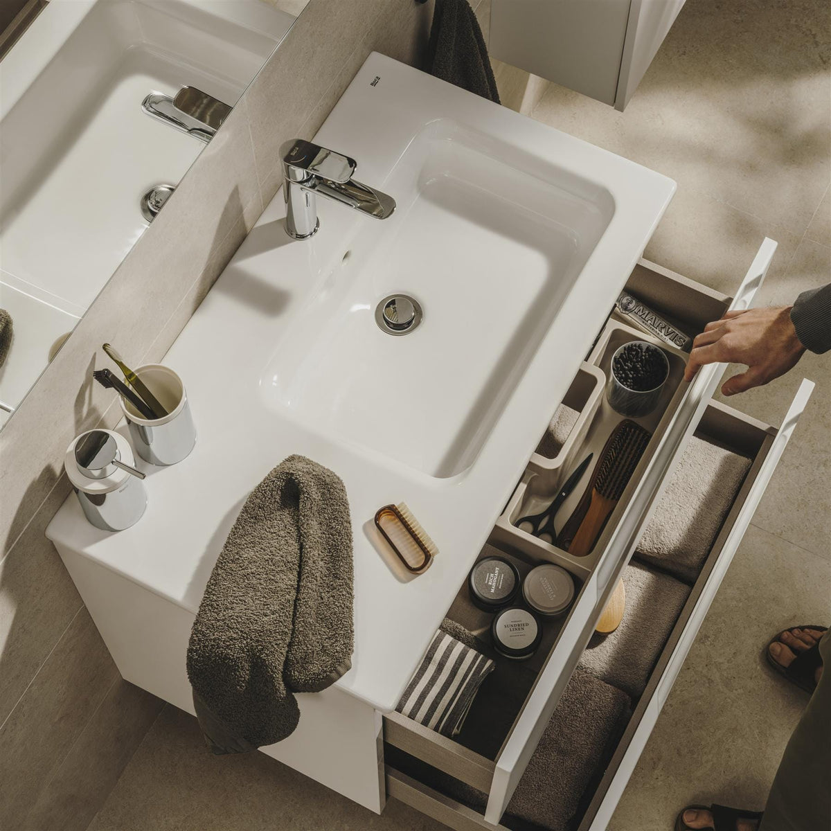 Roca Wall Mounted Vanity Unit Roca Aleyda 800mm Wall Mounted Two Drawer Vanity Unit with Basin